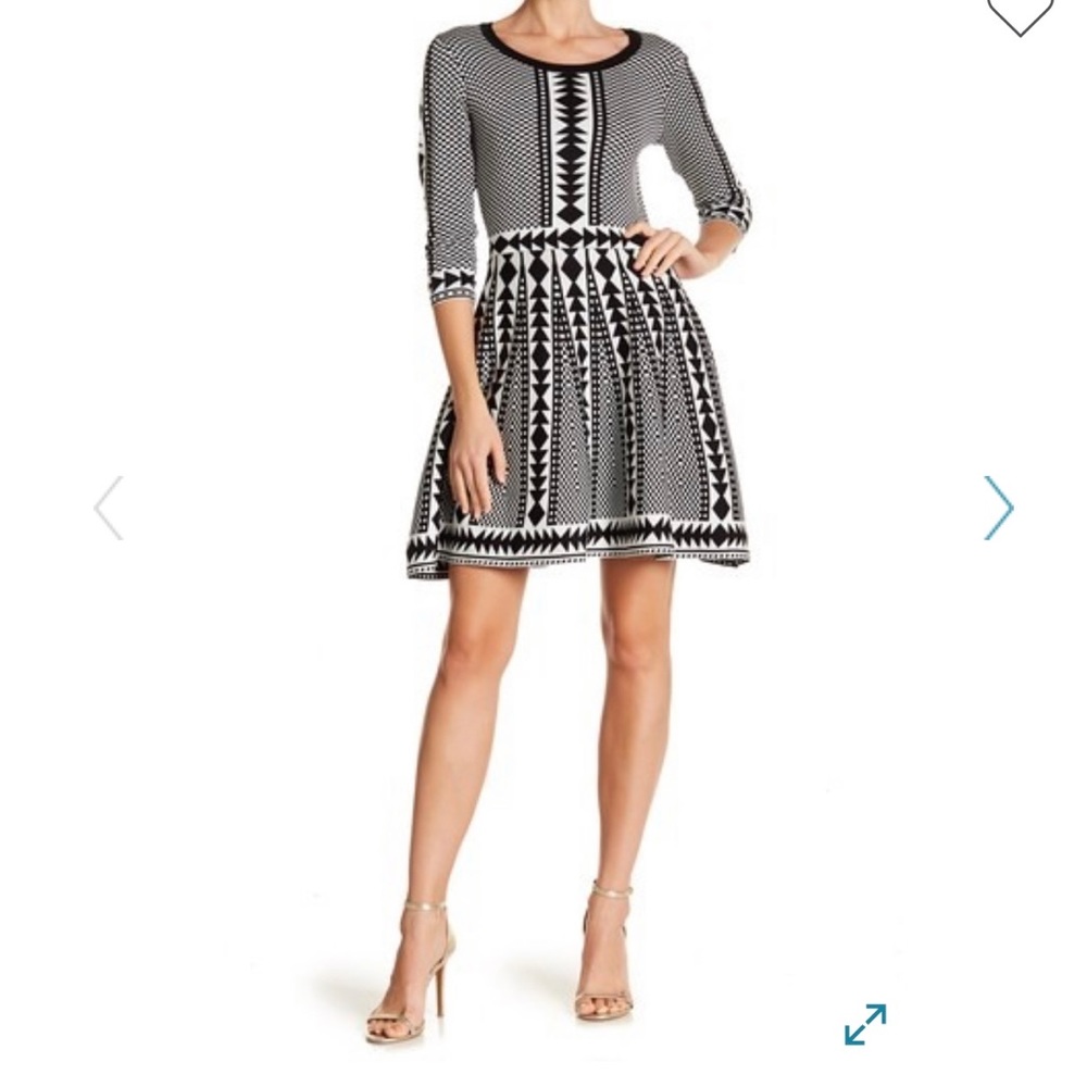 Nina Leonard Geometric print sweater dress